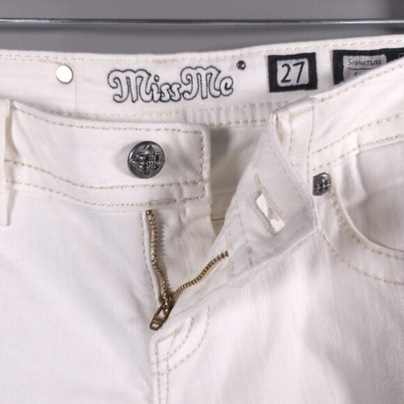 MISS ME SIGNATURE SKINNY White Jeans Embroidered JP7607S WT 01 Size 27 - Picture 7 of 14